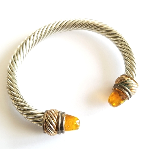 Jewelry - Cuff bracelet cable twist silver tone orange ends